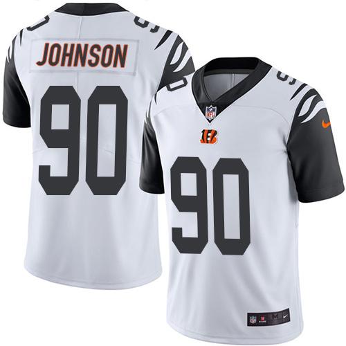 Nike Bengals #90 Michael Johnson White Men's Stitched NFL Limited Rush Jersey - Click Image to Close